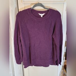 Time and Tru Women's Sweater in Rich Purple Waffle Knit